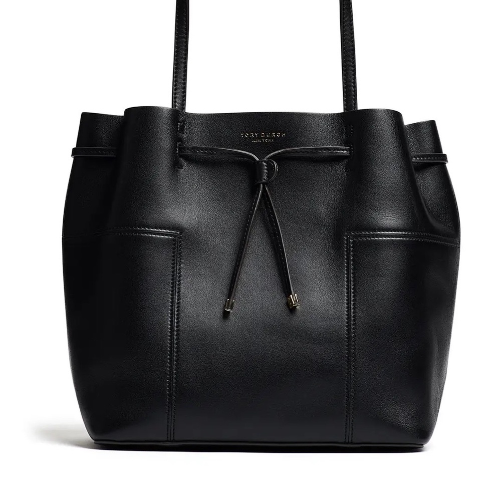 Tory Burch T Block Tote Bag Black EUC